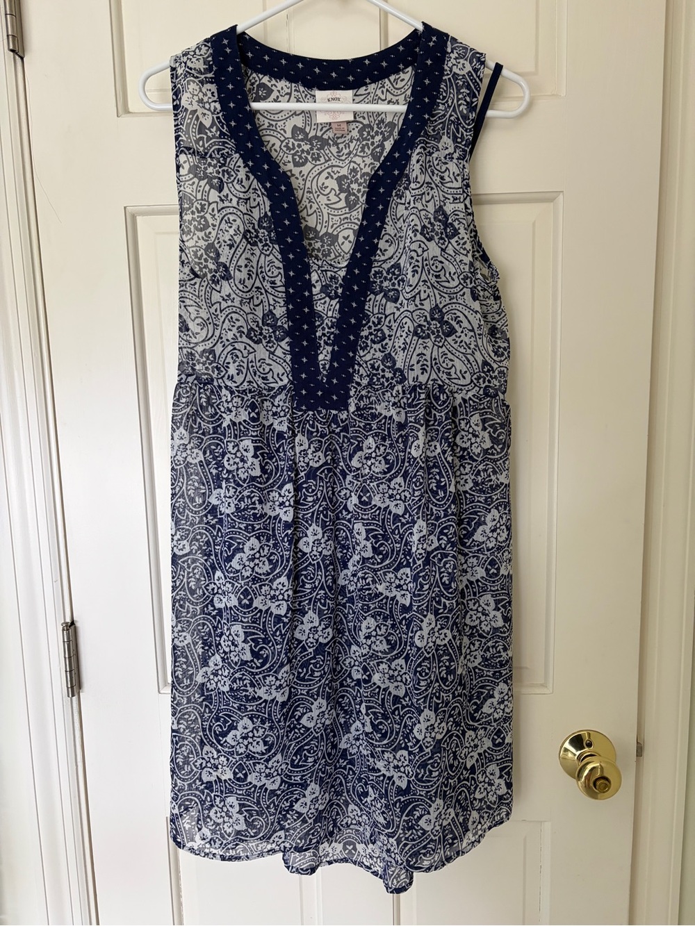 Knox Rose Navy and White Paisley V-Neck Mini Dress